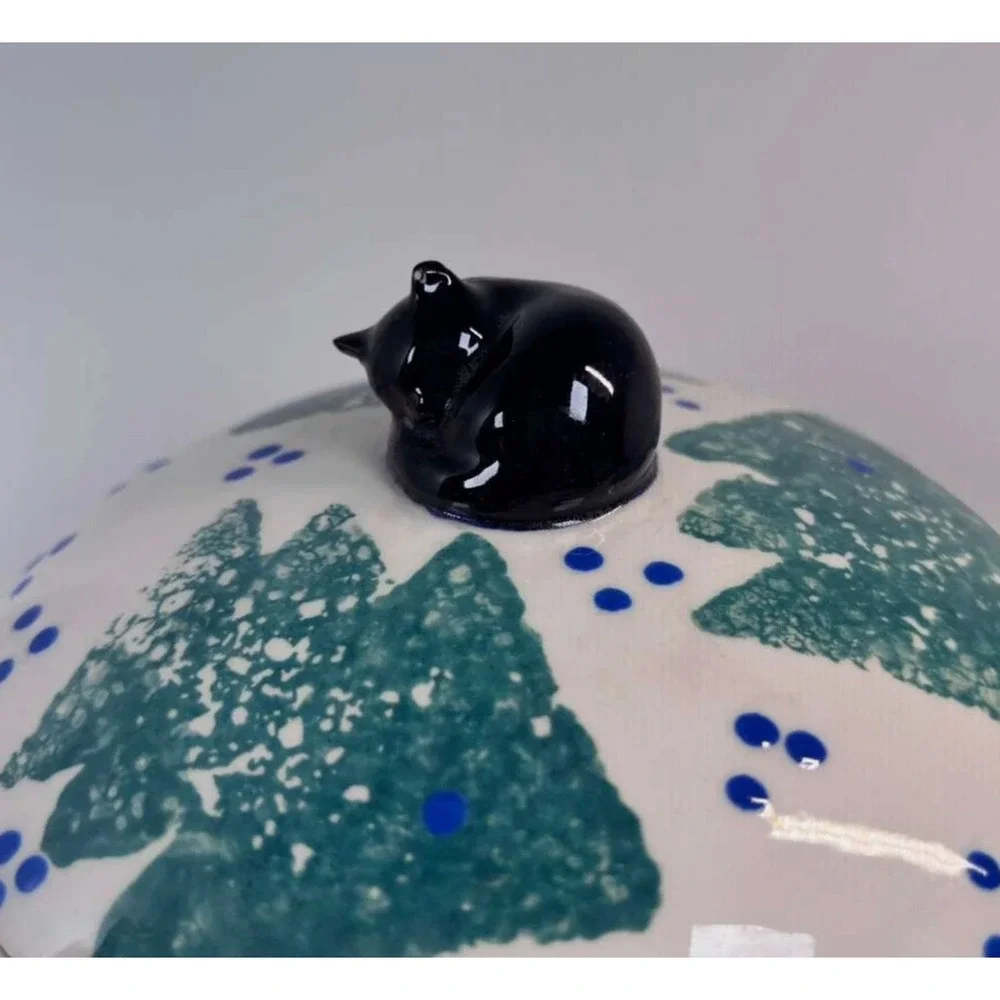 Kitty Dreams Signed Sari Art Pottery Cat Cookie Jar Hand Painted 9.5